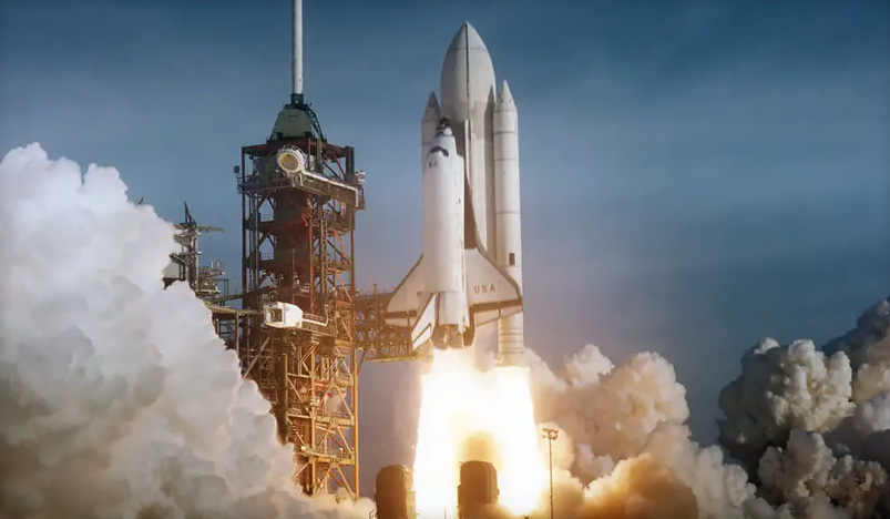 The Space Shuttle Columbia takes off