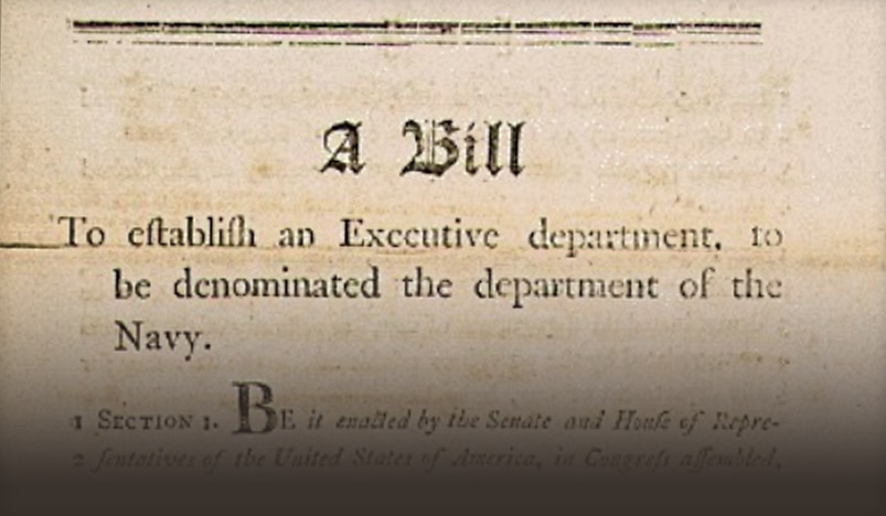 Bill establishes the Department of the Navy
