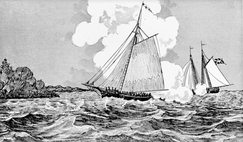 The first sea fight of the war of the revolution