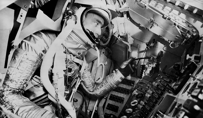 LCDR Alan B. Shepard, Jr. in the Mercury 7 space capsule, Freedom 7