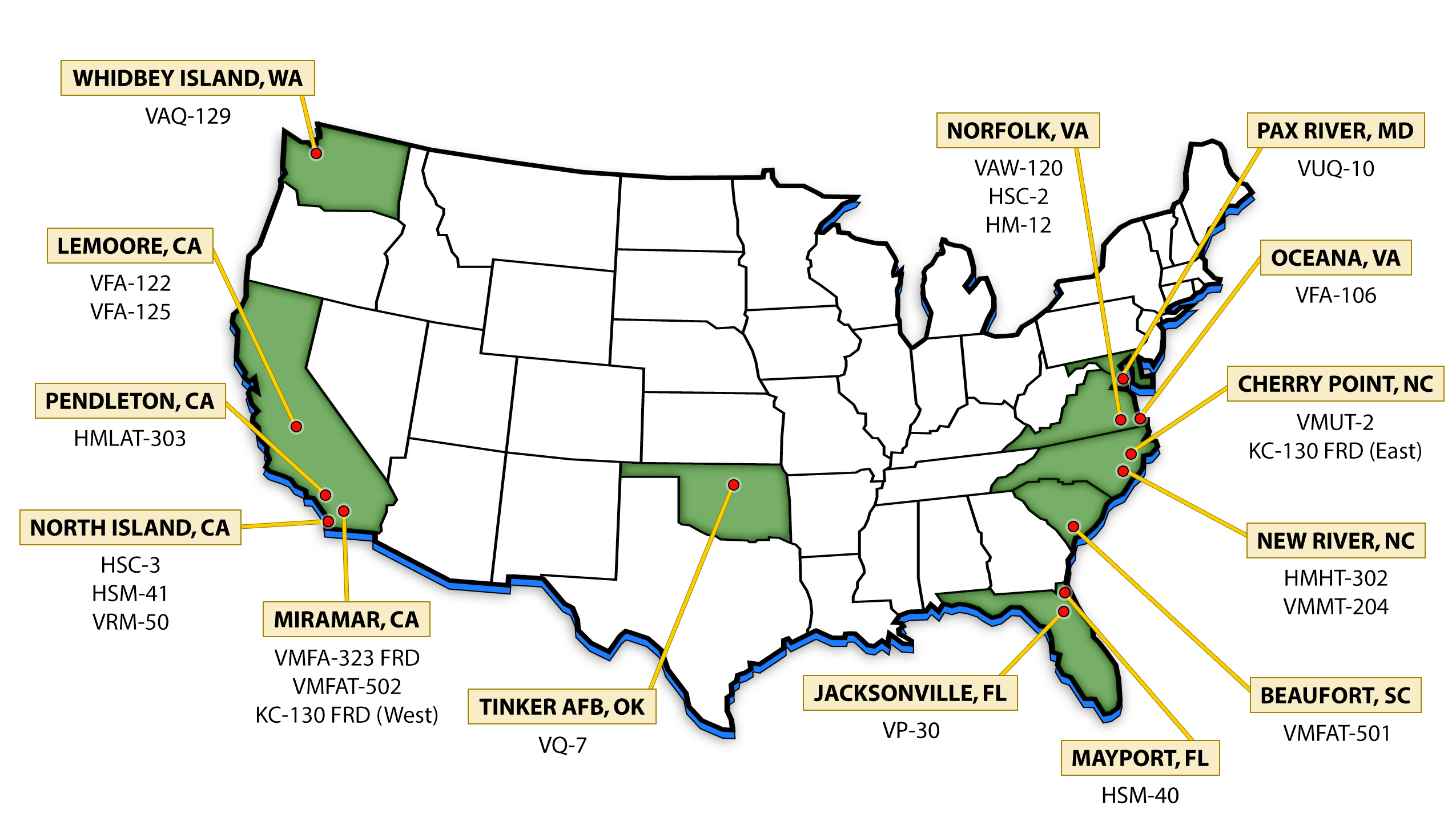 Naval Air Stations Map