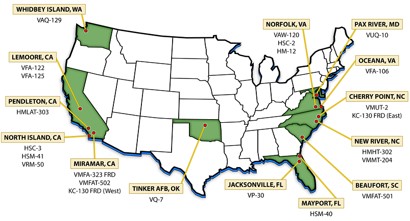 Fleet Replacement Squadron map