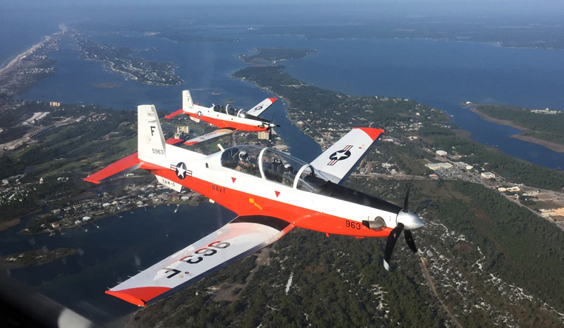 Training Squadron TEN (VT-10) conducts a routine formation training event over the Pensacola operating area.